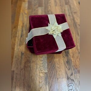 Burgundy Velvet & Shimmery Gold Storage Box